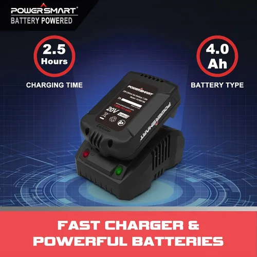 Vista 6 de PowerSmart Motosierra alimentada por batería de 20 V y 12 pulgadas, luz de trabajo LED, eléctrica inalámbrica ligera, incluye batería de 4.0 Ah