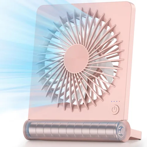 Vista 8 de Koonie - Ventilador de escritorio portátil, pequeño ventilador USB con batería de 3.5-20 horas, ultra silencioso con inclinación plegable de 220°