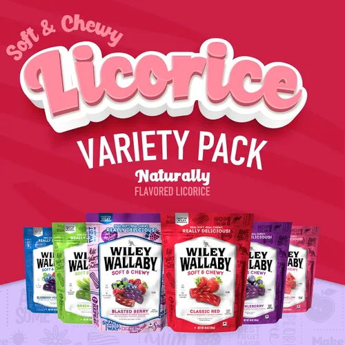 Vista 4 de Wiley Wallaby Regaliz 10 onzas Clásico Gourmet Suave y Masticable Regaliz Australiano en Forma de Twists, Paquete de 6