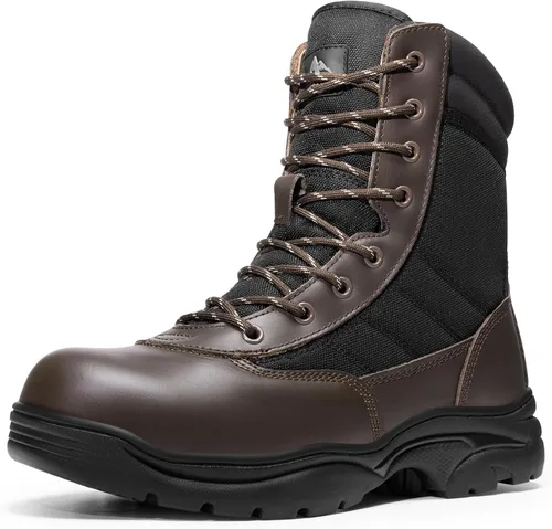 Vista 8 de NORTIV 8 Botas de trabajo con punta de acero para hombre con cremallera Negro