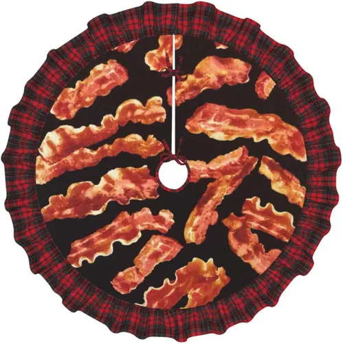 Vista 19 de A Brood of Chickens - Falda de árbol de Navidad de 30 pulgadas con borde de cuadros búfalo rojos y negros, decoración para Feliz Navidad, casa