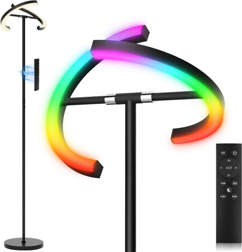 Vista 9 de SIBRILLE Lámpara de Pie RGBCW Mejorada con Lámpara de Lectura, Lámpara de Pie LED con Control Remoto Giratorio Regulable, Luz de Pie Moderna