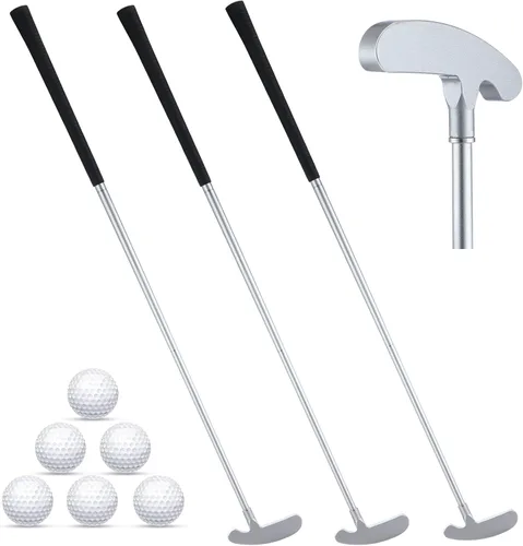 Vista 8 de Wettarn Juego de 3 palos de golf de dos vías para hombres, mujeres y niños, eje de putter resistente con 6 pelotas de golf de práctica para Azul