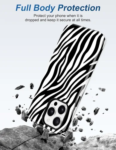 Vista 5 de Jusy Funda magnética Zebra para iPhone XR, color negro
