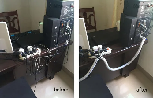 Vista 5 de Funda organizadora para cables, tubo en espiral, para el hogar, oficina, PC, TV (longitud negra, 59 pulgadas de diámetro, 1.1 pulgadas)