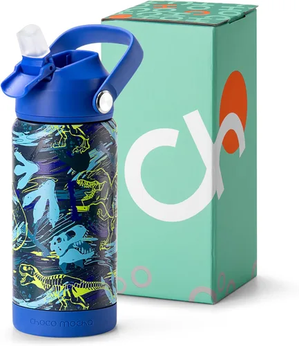 Vista 18 de Botella de Agua Choco Mocha para Niños para la Escuela, Botella de Agua Aislada para Niños de Acero Inoxidable para Niños, 14 Oz Camión Monstruo