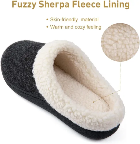 Vista 3 de Wishcotton Women's Lamb-rub Sherpa House Slippers Memory Foam Indoor Outdoor