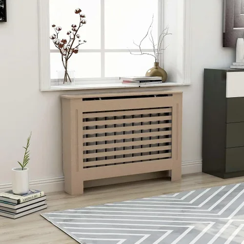 Vista 18 de 2 piezas de MDF para el hogar, calentador de sala de estar, soporte lateral para calefacción, cubierta de radiador, estante de gabinete de Blanco