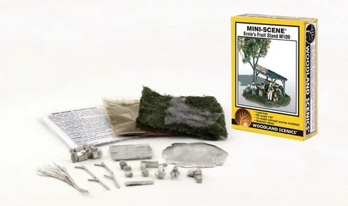 Vista 2 de Woodland Scenics Ernies Fruit Stand Mini Escena