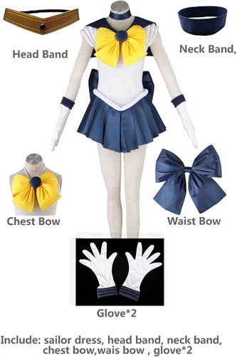 Vista 4 de Ourcosplay Sailor Moon Uranus Tenoh Haruka Cosplay - Juego de 6 piezas