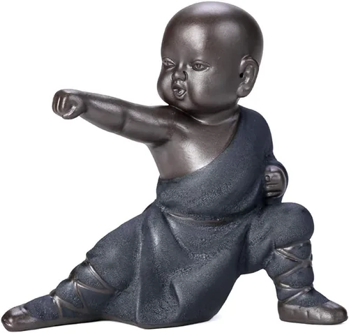 Vista 9 de Kingzhuo Estatuilla de Buda en miniatura de cerámica, pequeña y linda estatua de Buda, figura de monje, manualidades creativas para bebés, adornos