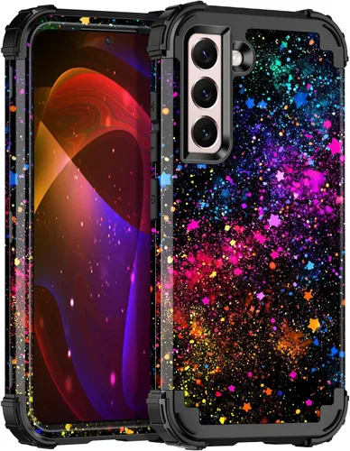 Vista 17 de Miqala Funda para Galaxy S21 FE 5G, brilla en la oscuridad, tres capas, resistente, protección a prueba de golpes, parachoques de plástico