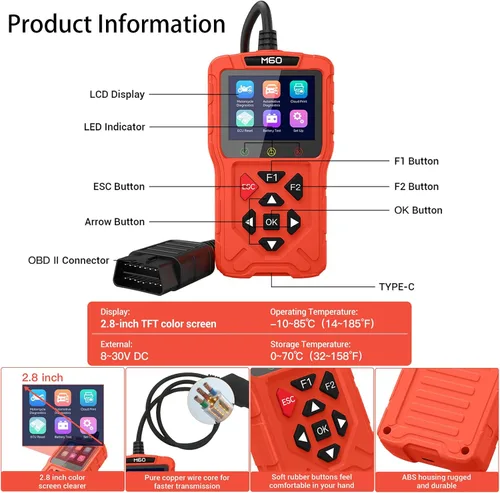 Vista 9 de Herramienta de diagnóstico del escáner OBD2 para automóvil, lector profesional de códigos de motor de comprobación, probador de batería, datos