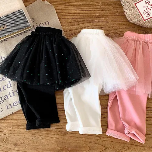Vista 4 de HOOLCHEAN Falda tutú con lentejuelas brillantes para bebés, niñas pequeñas, pantalones de algodón