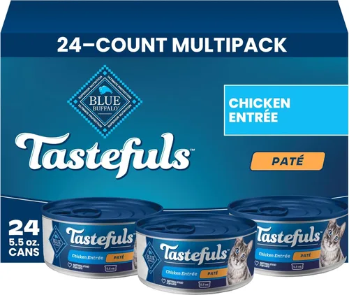 Vista 17 de Blue Buffalo Tastefuls Natural Pate - Comida húmeda natural para gatos, ternera, latas de 5.5 onzas (24 unidades) La carne de res real es lo