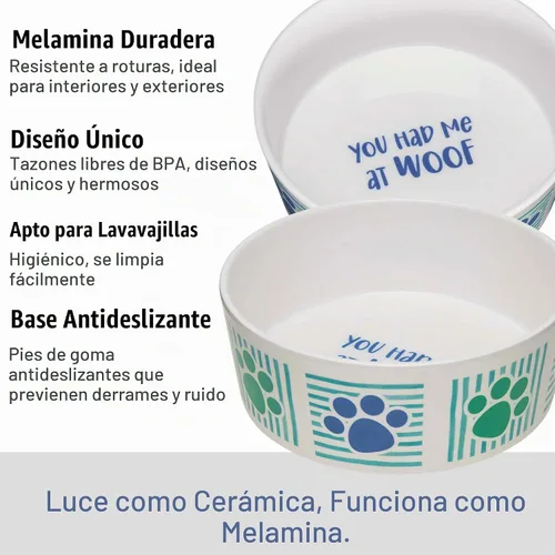 Vista 2 de Loving Pets Dolce Moderno Cuenco para Perros con Aspecto de Cerámica – Cuenco Moderno de Melamina para Comida de Perros y Cuenco de Agua para Perros