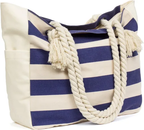 Vista 8 de Malirona Bolso grande de viaje a la playa con asa de cuerda de algodón, XL, Casual