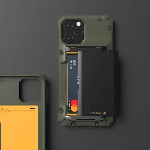 Vista 6 de VRS DESIGN Damda Glide Pro - Funda para iPhone 12 Pro Max, con [4 tarjetas] Premium Robusta [Semiautomática] Funda para tarjeta de crédito