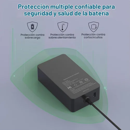 Vista 5 de Cargador para portátil de 65 W compatible con Microsoft Surface Pro 11, 10