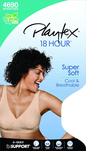 Vista 5 de Playtex Women's 18-Hour Super Soft Wireless Full-Coverage Bra, Moisture-Wicking Wirefree Bra