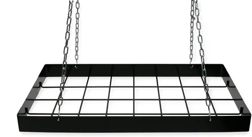 Vista 4 de Fox Run Estante para colgar ollas de cocina, estante rectangular con cadenas y 6 ganchos