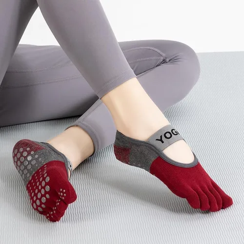 Vista 6 de RosyClouds Calcetines de yoga para mujer con agarres, calcetines antideslizantes para pilates, barras, ballet, fitness, 6 pares, Mix-6 pares