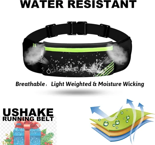 Vista 4 de USHAKE Cinturón para correr con bolsa sin rebote para iPhone y Samsung Galaxy, ideal para correr, caminar, ciclismo y entrenamientos de gimnasio