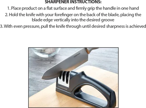Vista 5 de Farberware EdgeKeeper - Afilador de cuchillos de 2 etapas con ranura dentada, varillas de afilar de cerámica, base antideslizante, diseño de mesa