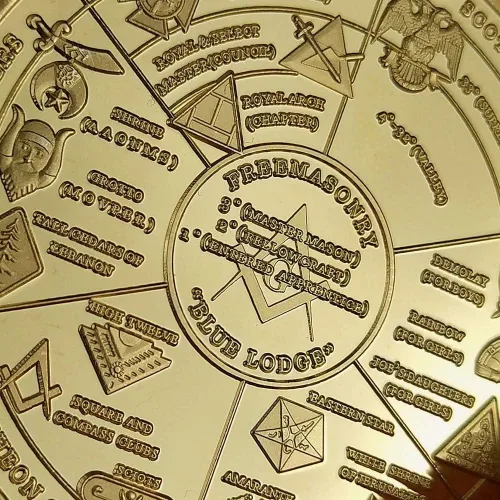 Vista 5 de Masonic Challenge Coin Square Brújula Masón Lodge Mapa Familiar Herramientas de Trabajo