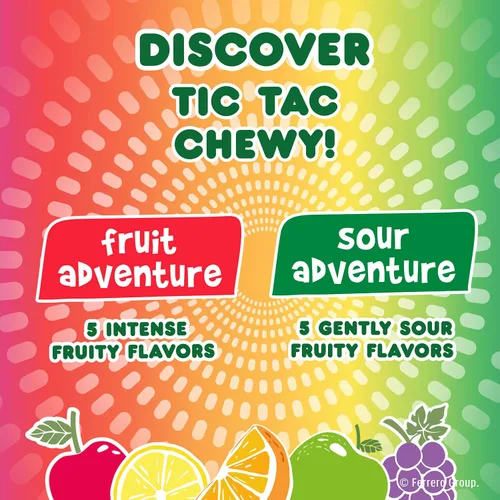 Vista 10 de TIC TAC CHEWY! Fruit Adventure Candy, caramelo masticable afrutado, 7 onzas (el embalaje puede variar)