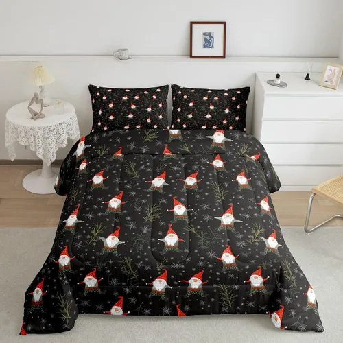 Vista 7 de Erosebridal Juego de edredón de Navidad, tamaño individual, relleno de edredón mágico de invierno con copos de nieve para adultos, niños, mujeres