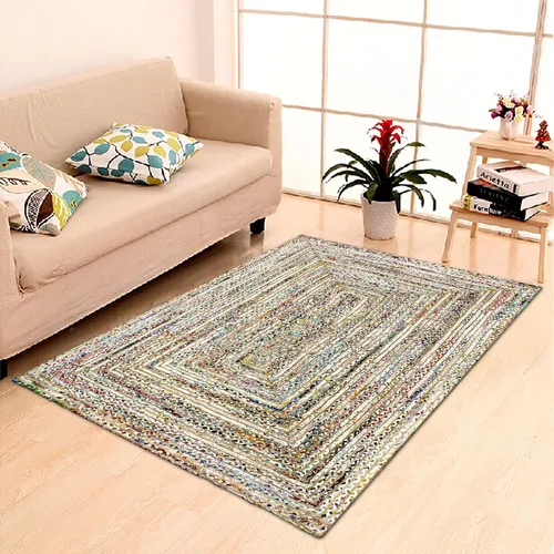 Vista 88 de Natural Jute Collection - Alfombra rectangular de 2 x 3 pies, alfombra de yute trenzada a cuadros multicolor de 0.27 pulgadas de grosor, ideal