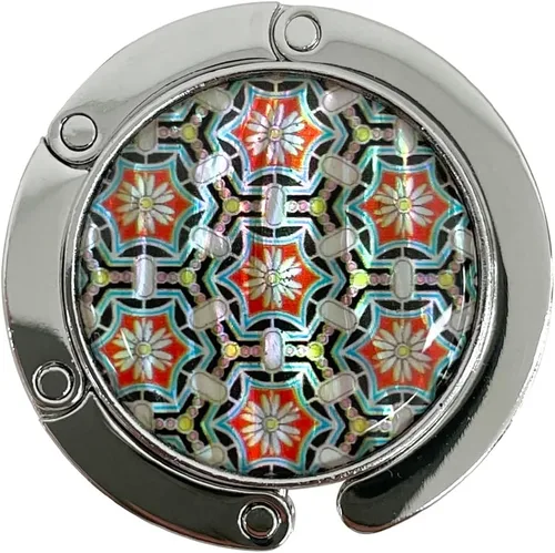 Vista 6 de Gancho magnético plegable para bolso de perla madre, clip de mesa, soporte para bolso de mano (Mariposa Arabesque)
