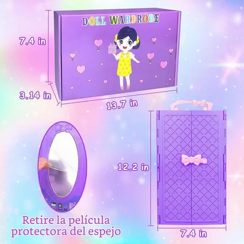 Vista 6 de Kit de diseño de moda de 75 piezas de ropa y accesorios para muñeca con armario de muñeca para muñeca de 11.5 pulgadas, incluye vestido de novia