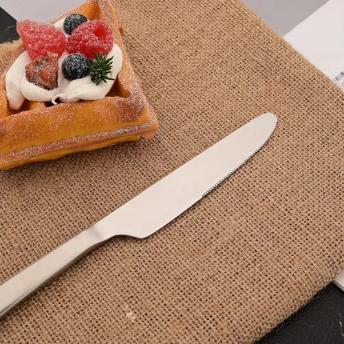 Vista 2 de Cuchillo de cena de 8 piezas, acero inoxidable 18/10 de plata mate para el hogar, restaurante, fiesta, uso diario de mantequilla (9 pulgadas)