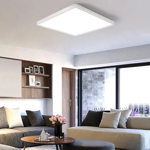 Vista 7 de Lámpara LED de Techo Empotrada, 2800K Blanco Cálido, 12 pulgadas 24W, 3200LM, Luminaria de Panel Plano Delgado, Lámpara de Techo Cuadrada Moderna