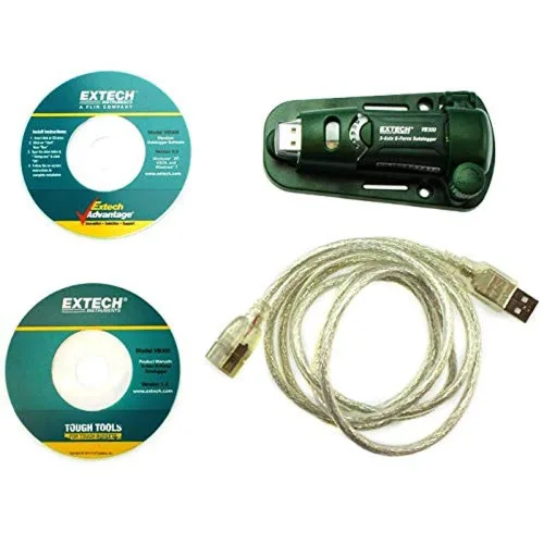 Vista 4 de Extech VB300-3-Axis G-Force USB Datalogger 3-axis shock/vibration to +/-18g, 0.00625g resolution, interval 50ms-24hr, USB, FFT analysis, magnetic
