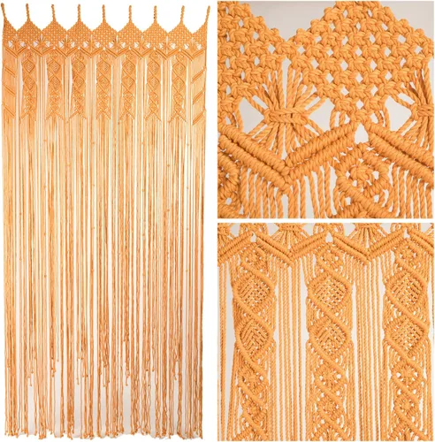 Vista 12 de Cortinas de Macramé para Puertas, Colgante de Pared de Macramé, Cortina de Puerta con Cuentas, Telón de Fondo Boho, Cuentas Colgantes para Puertas
