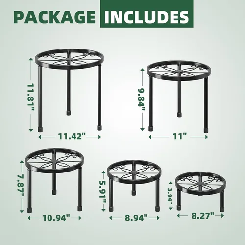 Vista 2 de Simple Trending Soporte de metal para plantas de interior y exterior, soporte resistente para macetas de flores, de hierro antioxidante, soporte