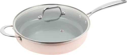 Vista 10 de Goodful Sartén antiadherente de cerámica de 11 pulgadas, ollas y sartenes aptas para lavavajillas, mango de acero inoxidable de agarre cómodo, Crema