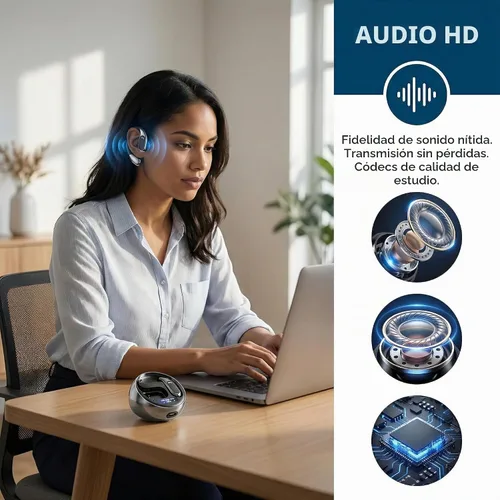 Vista 3 de Auriculares inalámbricos Bluetooth 5.4, pantalla LED, auriculares Bluetooth para entrenamiento/correr, controles táctiles con reducción de ruido AI