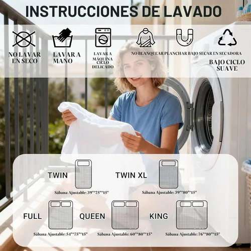 Vista 5 de Grounding Sheets Full XL, 90% algodón 10% fibra plateada sábana bajera Blanco