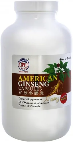 Vista 2 de Hsu's Ginseng SKU 1001 Cápsulas de ginseng americano, 100 unidades Ginseng americano cultivado del condado de Marathon, Wisconsin, Estados