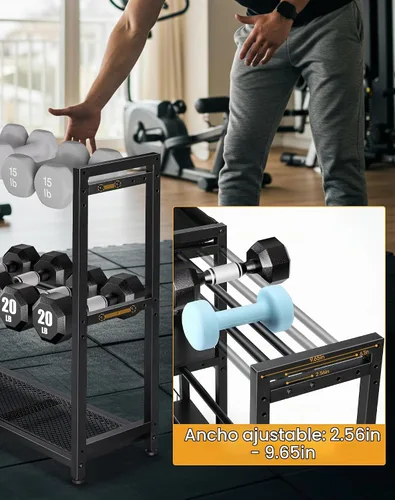Vista 3 de FHXZH Soporte para mancuernas, soporte de pesas ajustable para gimnasio en casa, soporte de peso resistente para mancuernas y pesas rusas