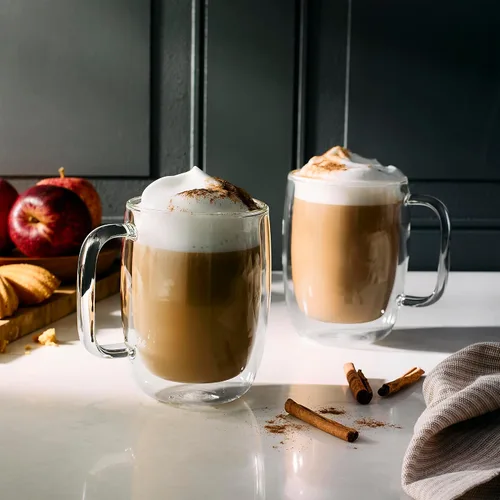 Vista 2 de ZWILLING Sorrento Plus Juego de 2 tazas de vidrio de doble pared para café con leche, 15 oz, 450 ml