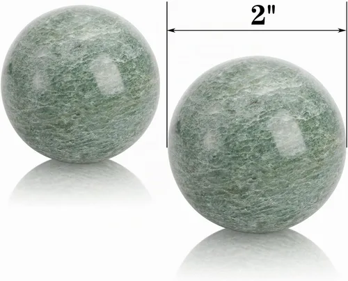 Vista 2 de Lyellfe Juego de 4 bolas Baoding de piedra de mármol, bolas de meditación de 2 pulgadas con caja, pelota de masaje de ejercicio de salud china
