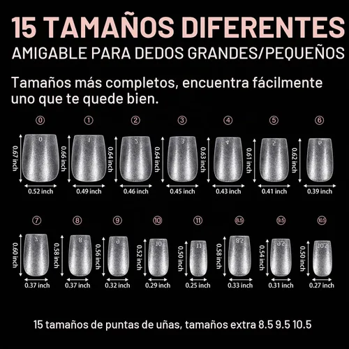 Vista 8 de AILLSA - Puntas de uñas de ataúd extra cortas de cobertura completa, puntas de uñas transparentes de gel acrílico 450 puntas de uñas postizas