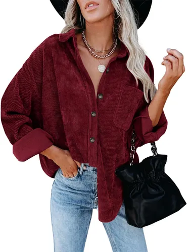 Vista 60 de ZOLUCKY Chaqueta de manga larga con botones para mujer, talla grande, blusas