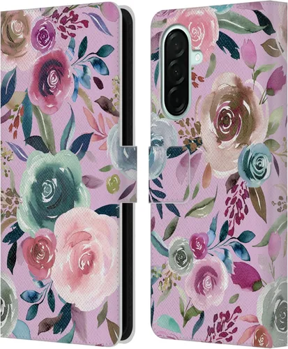 Vista 171 de Head Case Designs Officially Licensed Ninola Abstract Poppies Lilac Floral Leather Wallet Case Compatible with Samsung Galaxy A07 4G