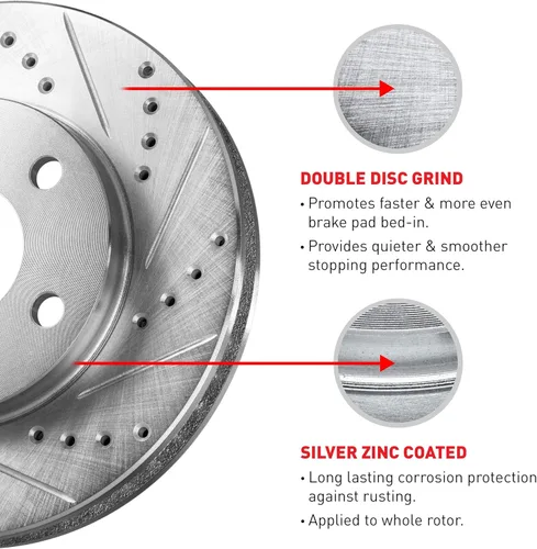 Vista 5 de R1 Concepts Kit de rotor de freno delantero Rotores de freno Disco de freno Perforado y ranurado Compatible con Daewoo Leganza 1999-2002